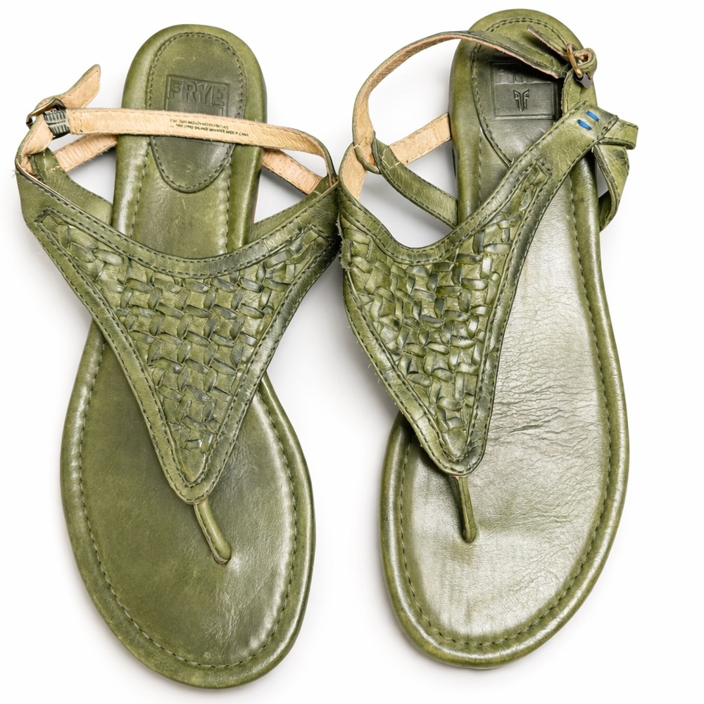 Frye Green Madison Leather Sandals Size 7